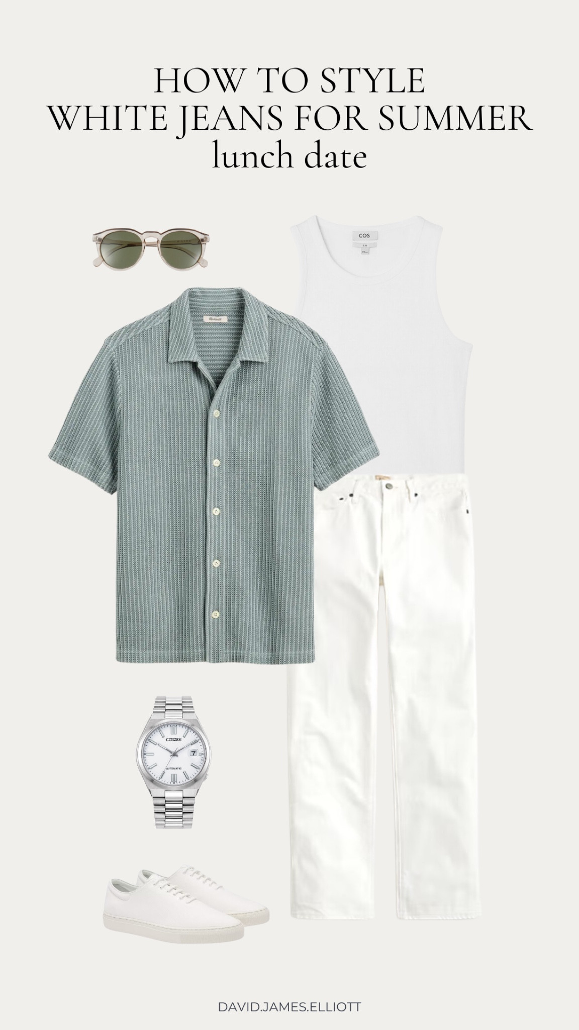 Lunch date outfit with white jeans.

#LTKMens