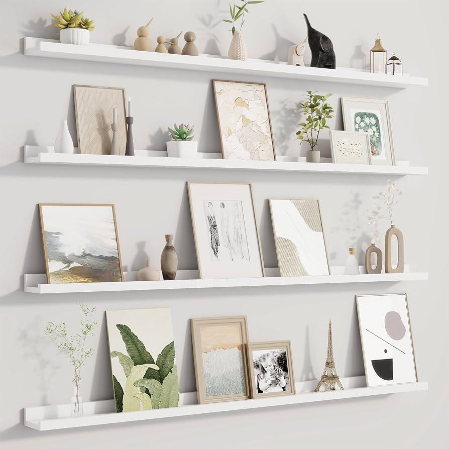 Fun Memories Picture Ledge Shelf for Wall, Floating Shelves Set of 4, 48 Inch Long Nursery Book S... | Amazon (US)