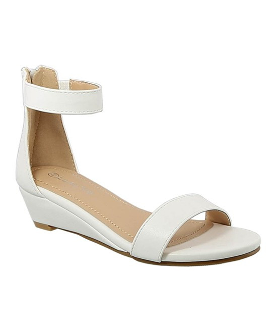 Lucky Top Girls' Sandals White - White Joana Wedge Sandal - Girls | Zulily