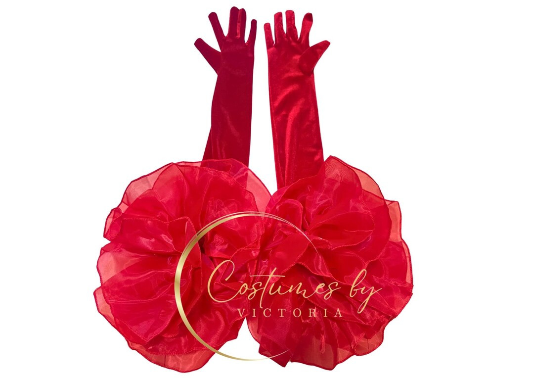 Statement Red Velvet Opera Gloves for Showgirl Outfit and Dance Costume, Oversized Velour Above E... | Etsy (US)