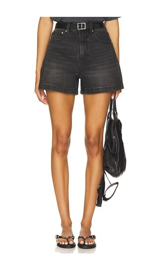 PISTOLA Saige High Rise Cut Off Short in Black. - size 24 | Revolve Clothing (Global)