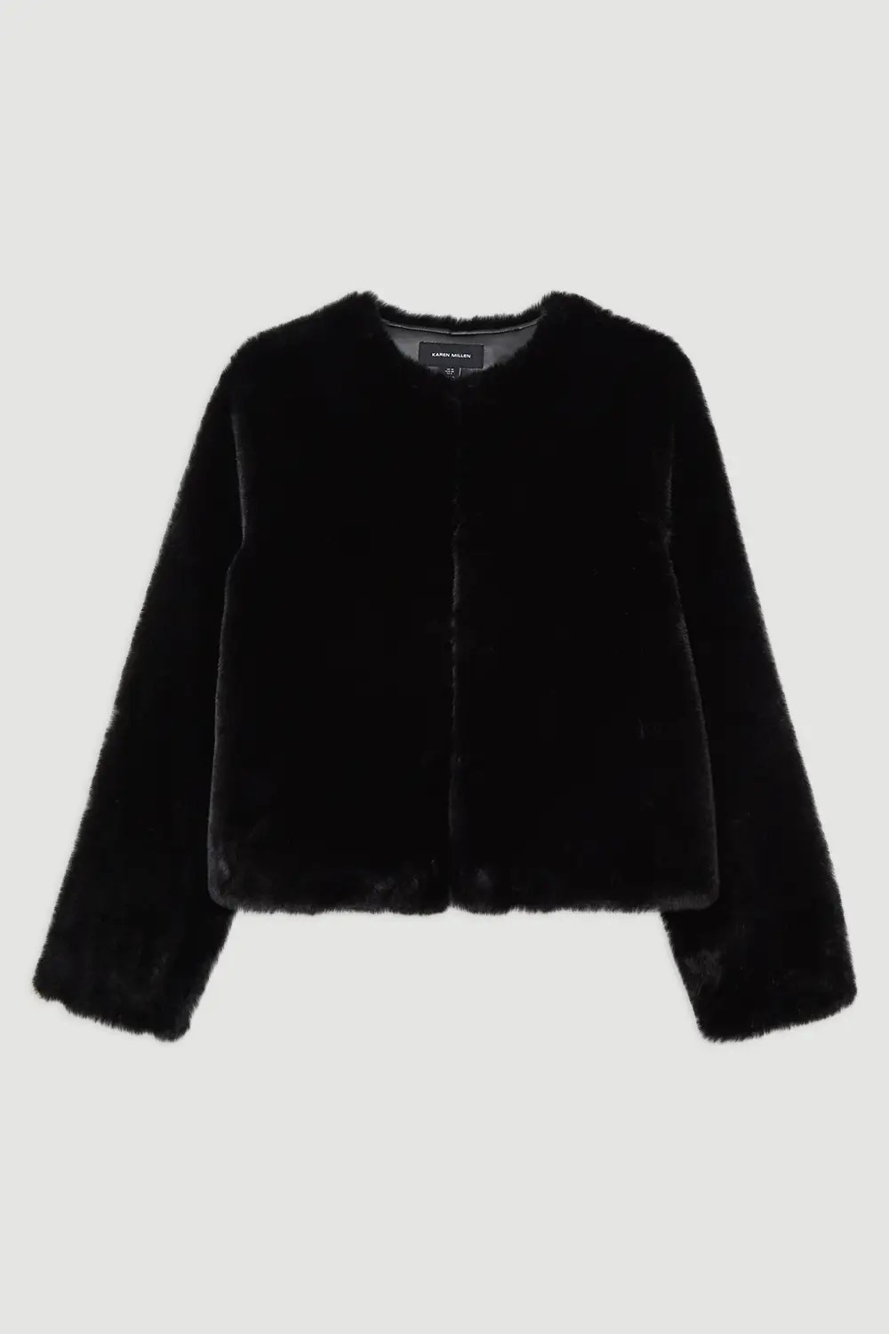 Jackets & Coats | Collarless Faux Fur Jacket | KarenMillen | Coast UK & IE