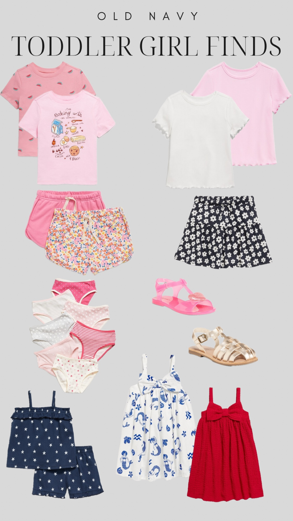 Old Navy Toddler Girl Summer Finds! 

Toddler shorts 
Toddler skort 
Toddler sandals 
Toddler dress 
Toddler t shirt 

#LTKBaby #LTKKids #LTKFamily