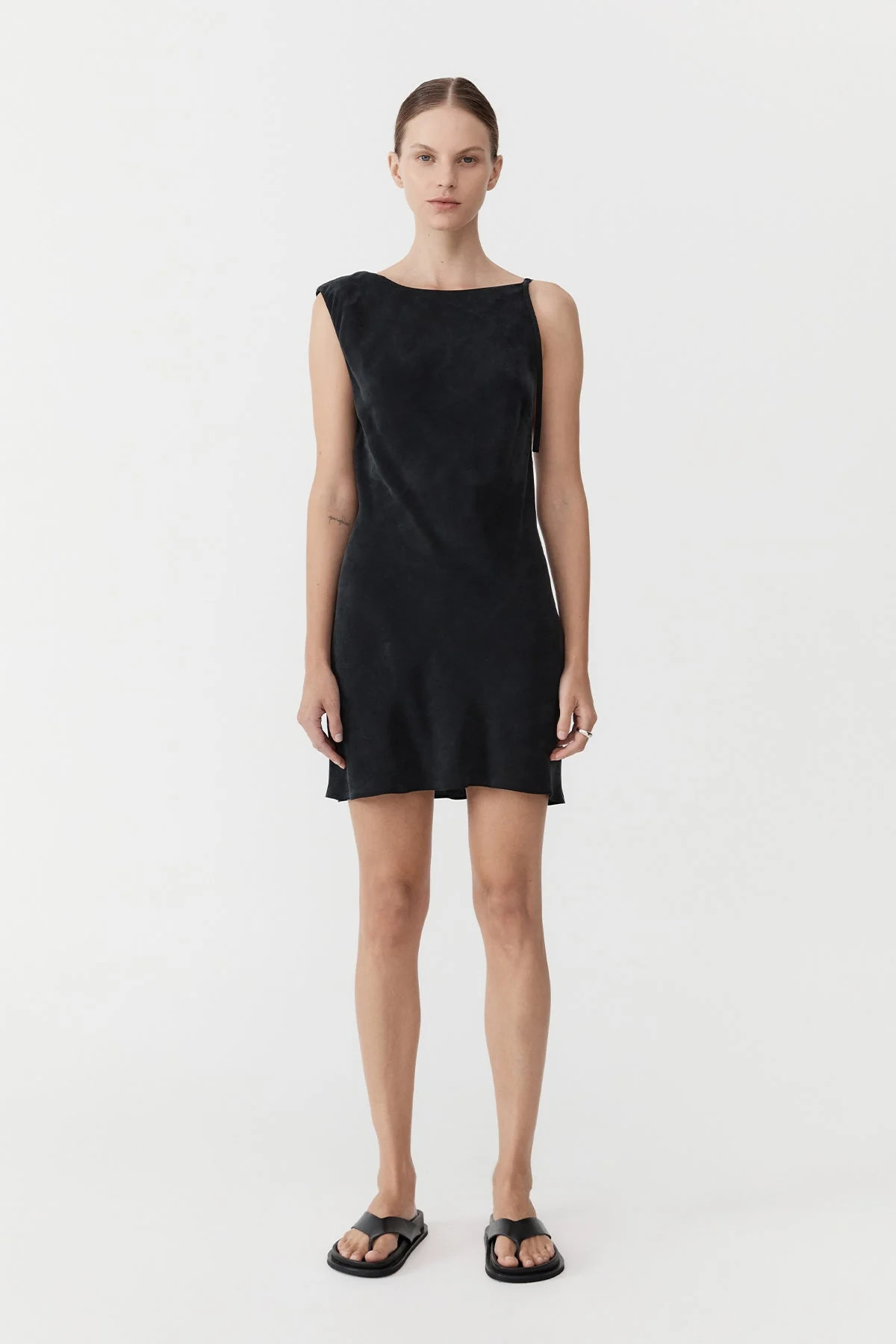 Sophia Drape Mini Dress - Washed Black | St. Agni