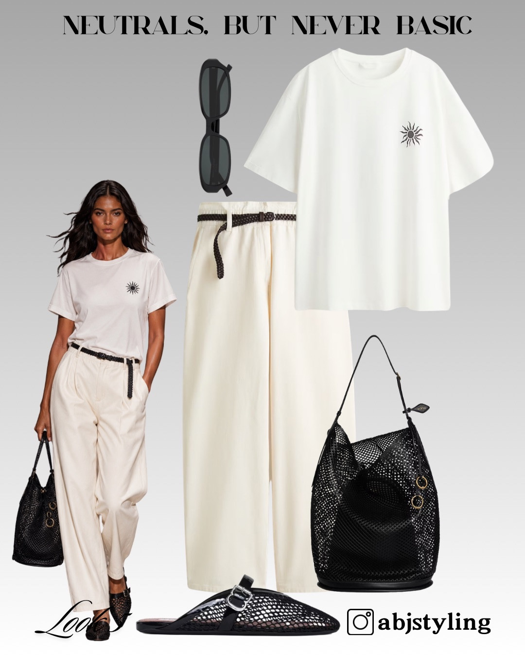 Relaxed tailoring at its best. The curved barrel trousers add shape to a simple white T-shirt, while the black woven accessories give the soft ivory palette more definition.

#LTKuk #LTKsummer #LTKeurope