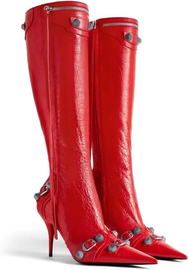 VOMIRA Knee High Boots Sexy Pointed Toe Rivets Tassels Stilettos High Heels Fashion Party Dressy ... | Amazon (US)