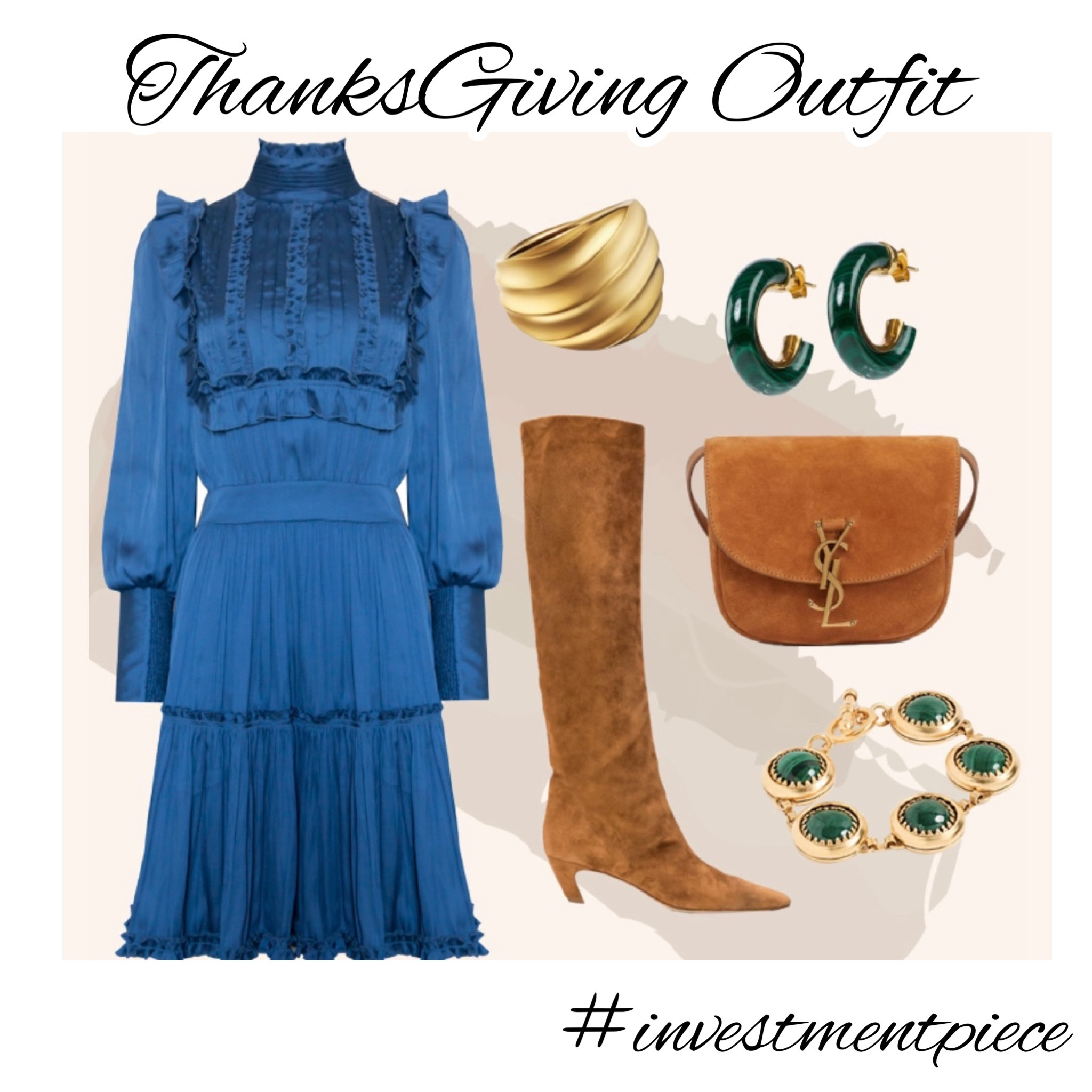 Sharp blue with suede accessories and complimentary jewels! Wow this Thanksgiving with an outfit you can be grateful for! #investmentpiece 

#LTKSeasonal #LTKstyletip #LTKshoecrush