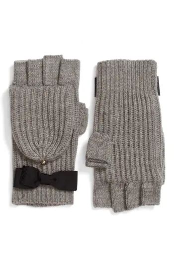 Women's Kate Spade New York Grosgrain Bow Convertible Knit Mittens - | Nordstrom