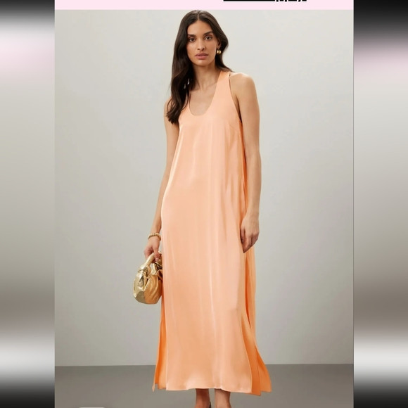 Rosetta Getty Dress Sleeveless Maxi Shift Silky Size 8 with Pockets | Poshmark