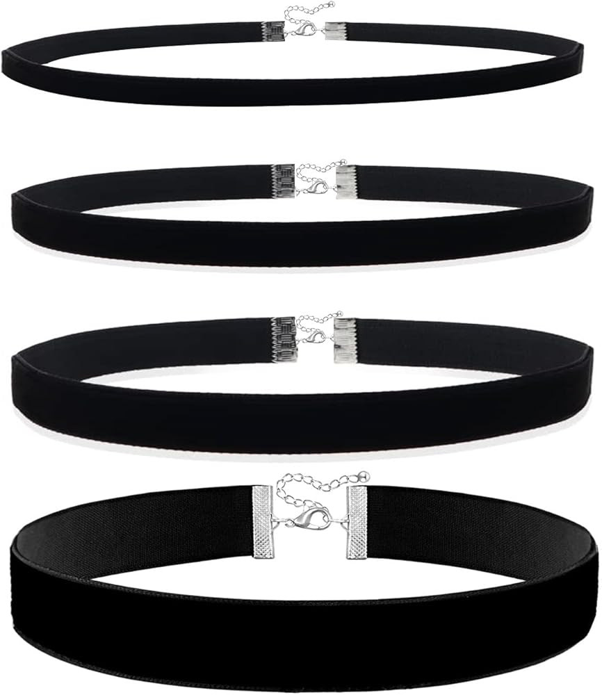 4PCS Black Choker for Women Black Lace Velvet Chocker Set Layered Classic Choker Necklace Velvet ... | Amazon (US)
