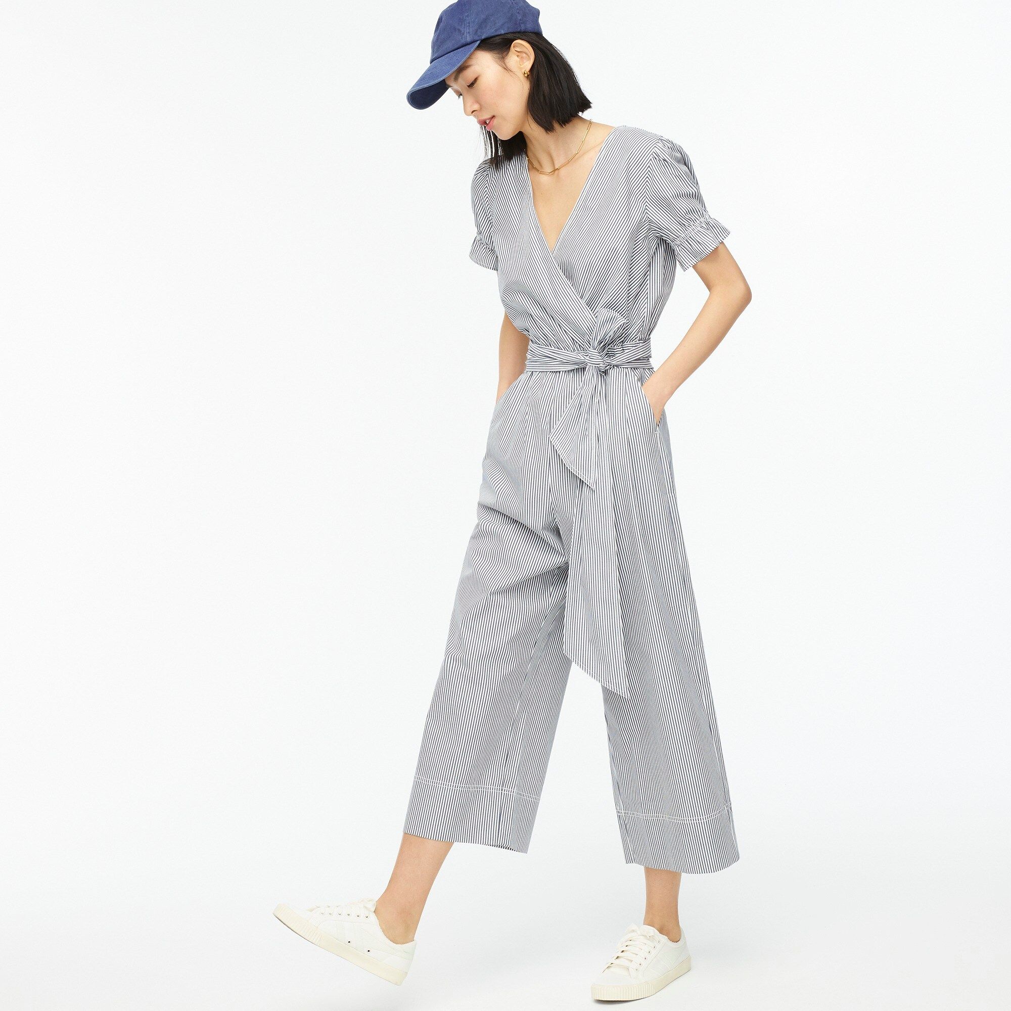 Ruffle stretch cotton poplin jumpsuit | J.Crew US