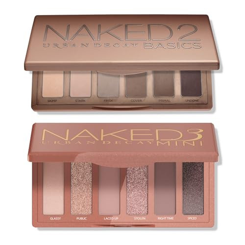 URBAN DECAY Naked Mini Eyeshadow Palettes Bundle - Naked 2 Basics (Neutral Mattes) + Naked 3 Mini (Rosy Neutrals Shimmer) | Amazon (US)