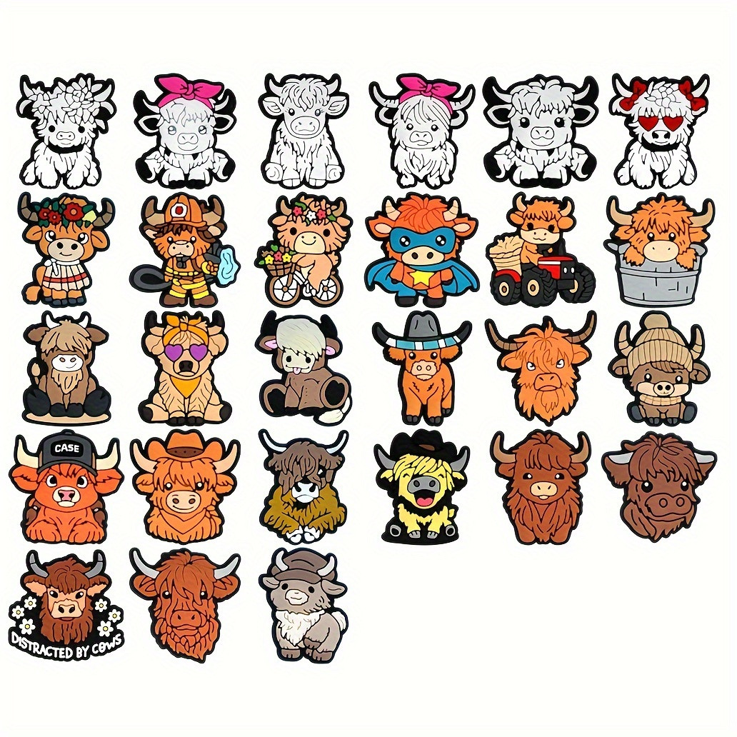 Highland Cow Shoe Charms Set Cute Pvc Animal Series - Temu | Temu Affiliate Program
