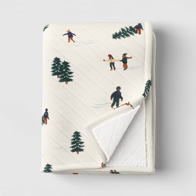 Winter Fun Quilted Jersey Throw Blanket with Faux Shearling Reverse Ivory - Room Essentials™ | Target