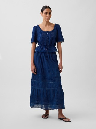 Lace-Trim Peplum Top | Gap (US)