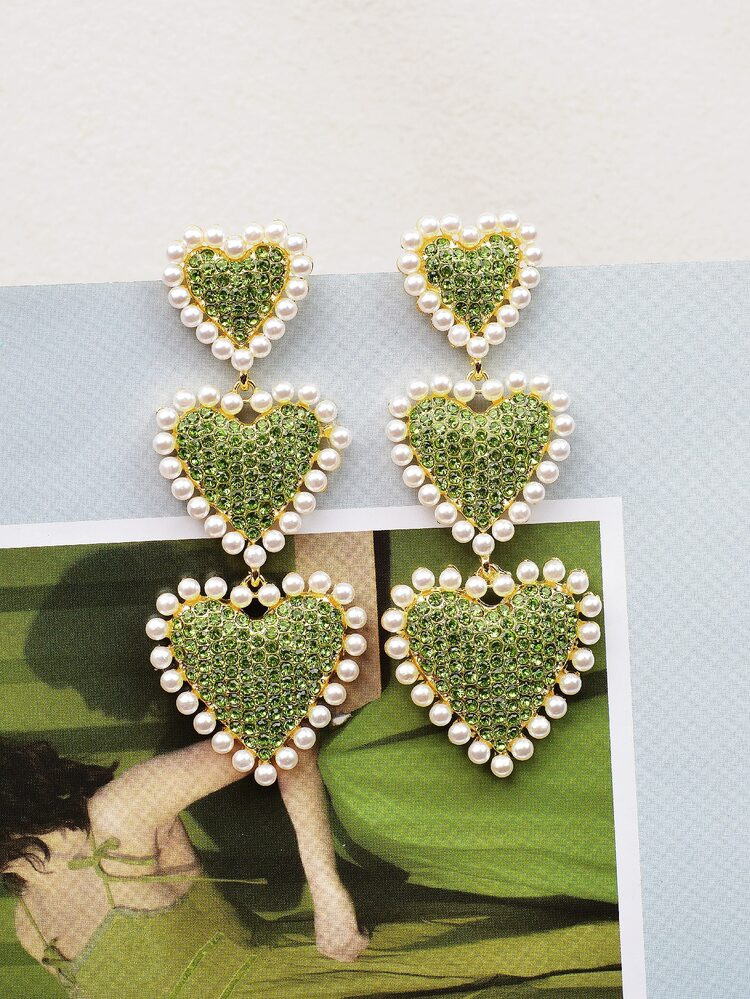 Faux Pearl Decor Heart Drop Earrings | SHEIN
