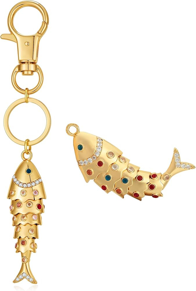 Fish Keychain For Women With Colorful Rhinestones Blue Starfish Keychain Charms Purse Charm Car K... | Amazon (US)