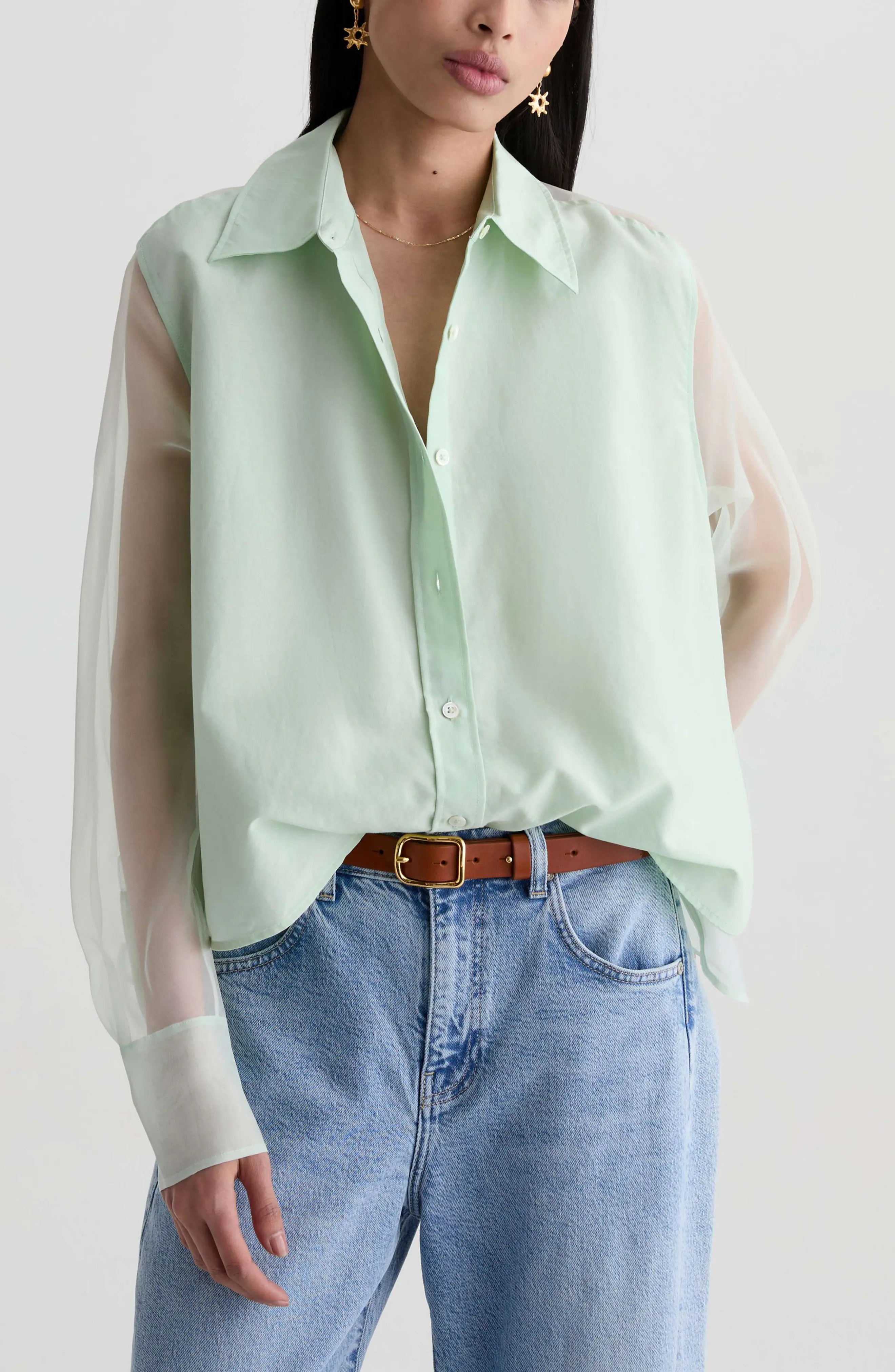 Sawtelle Oversize Silk & Cotton Button-Up Shirt (Women) | Nordstrom | Nordstrom