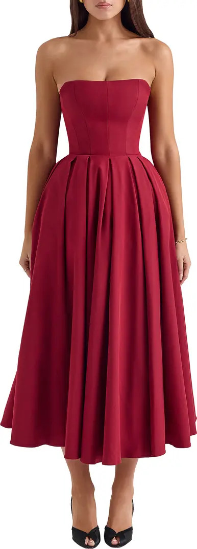 HOUSE OF CB Pandora Strapless Midi Cocktail Dress | Nordstrom | Nordstrom