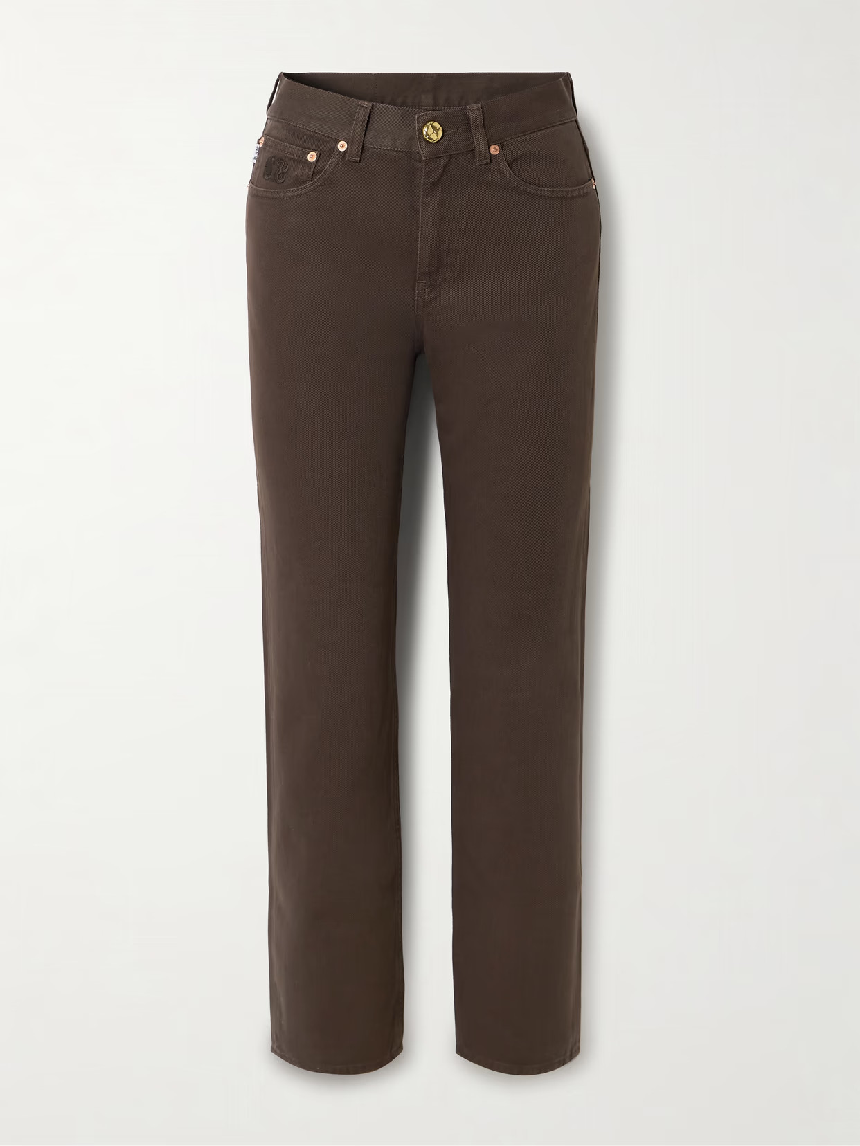 BLAZÉ Milano - Paso Embroidered High-rise Straight-leg Jeans - Brown | NET-A-PORTER (US)