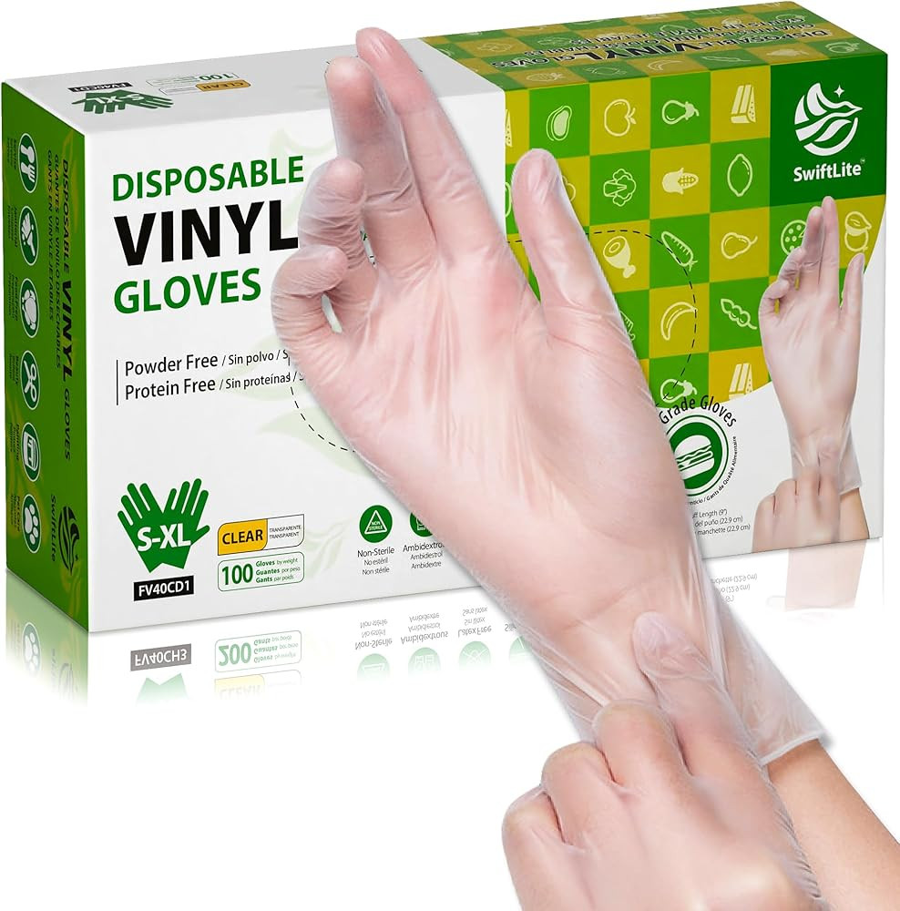 Disposable Vinyl Gloves, Food Safe, Latex-Free Powder-Free Clear Plastic Gloves for Cooking, Hous... | Amazon (US)