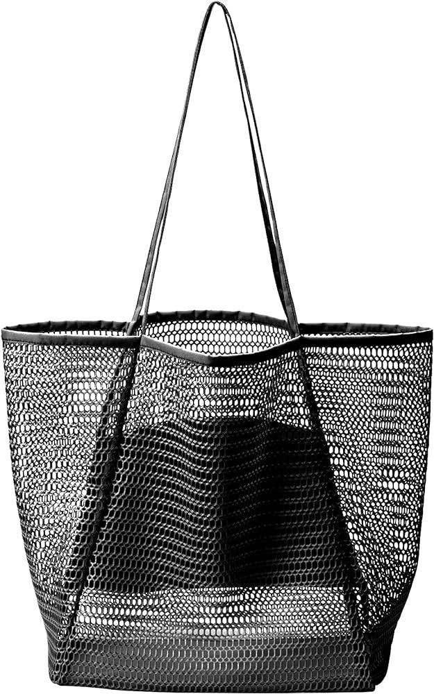 Mesh Beach Tote Womens Shoulder Handbag, Women Foldable MAX 23L Casual Tote Bag Hobo Bag For Beac... | Amazon (US)