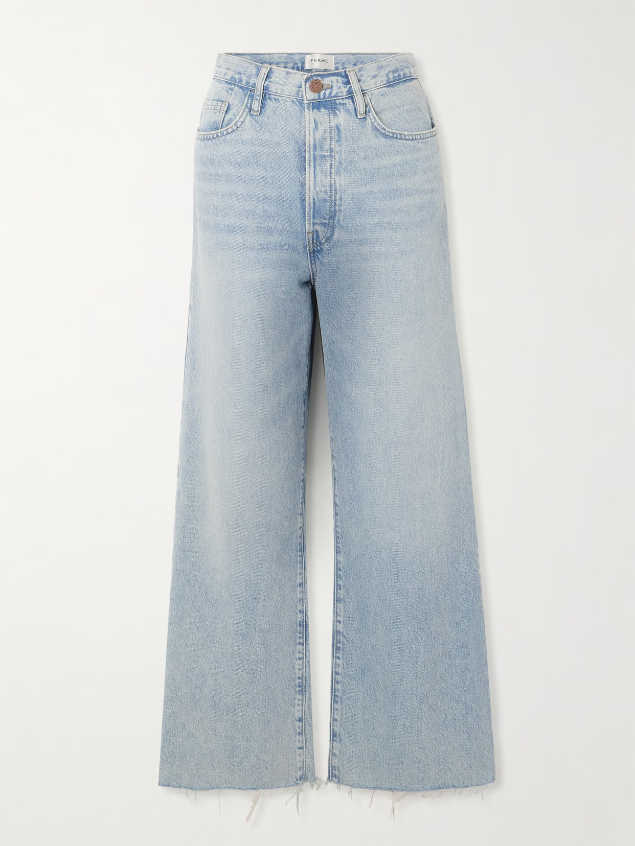 FRAME - Le Low Baggy Distressed High-rise Wide-leg Jeans - Blue | NET-A-PORTER (US)