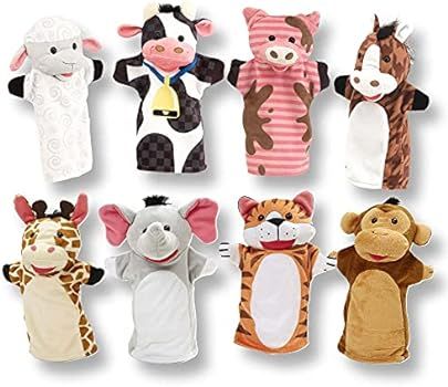 Melissa & Doug Animal Hand Puppets (Set of 2, 4 animals in each) - Zoo Friends and Farm Friends | Amazon (US)