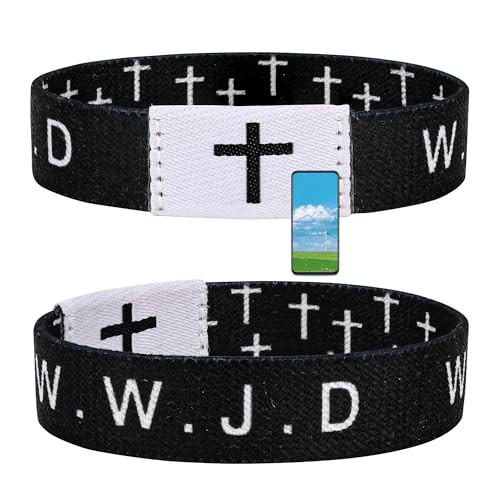 Meajjew Daily Bible Verse WWJD Bracelet, Christian Jesus Bracelet for Women, WWJD Wristband - What Would Jesus Do Bracelet Black | Amazon (US)