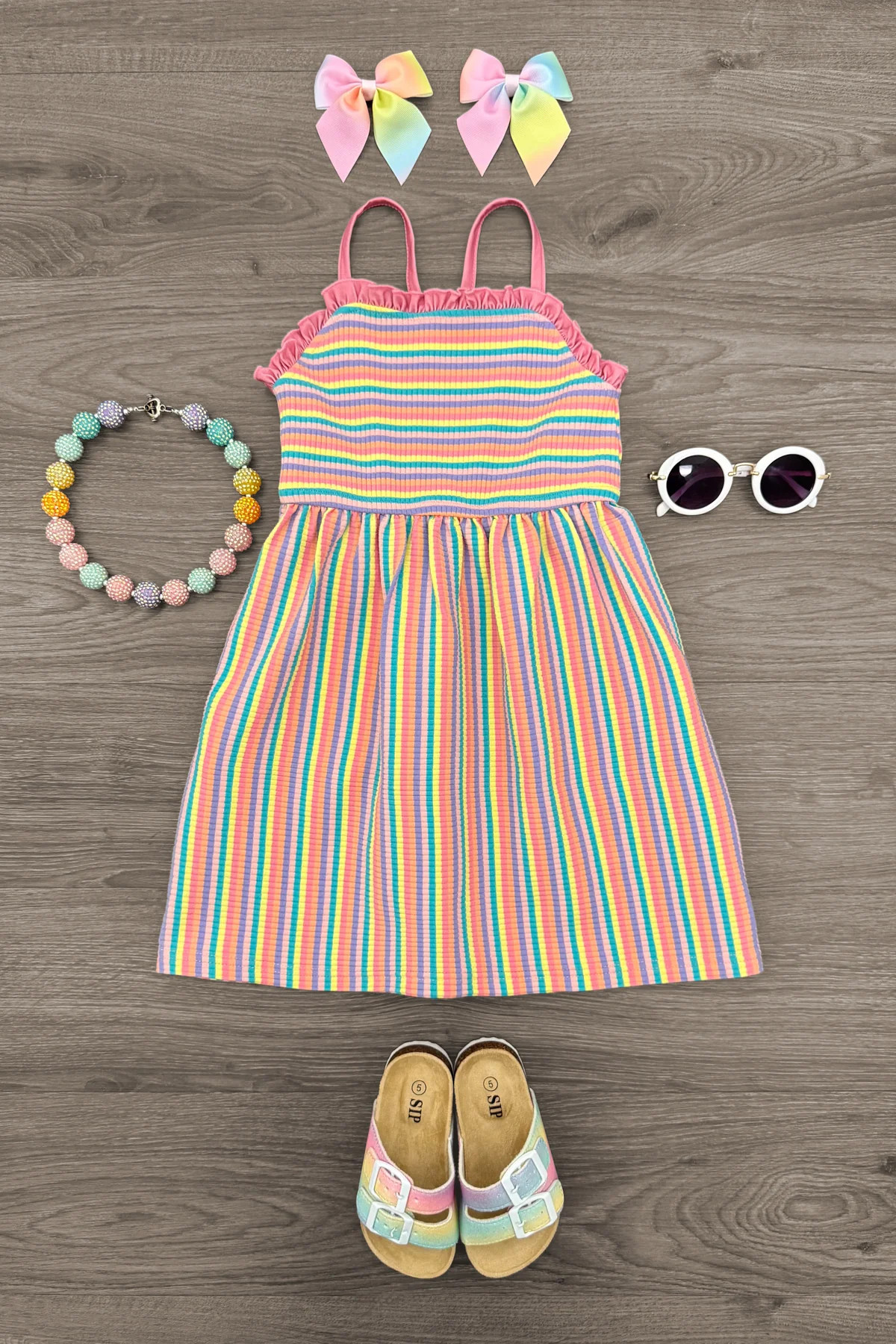Rainbow Striped Dress | Sparkle In Pink