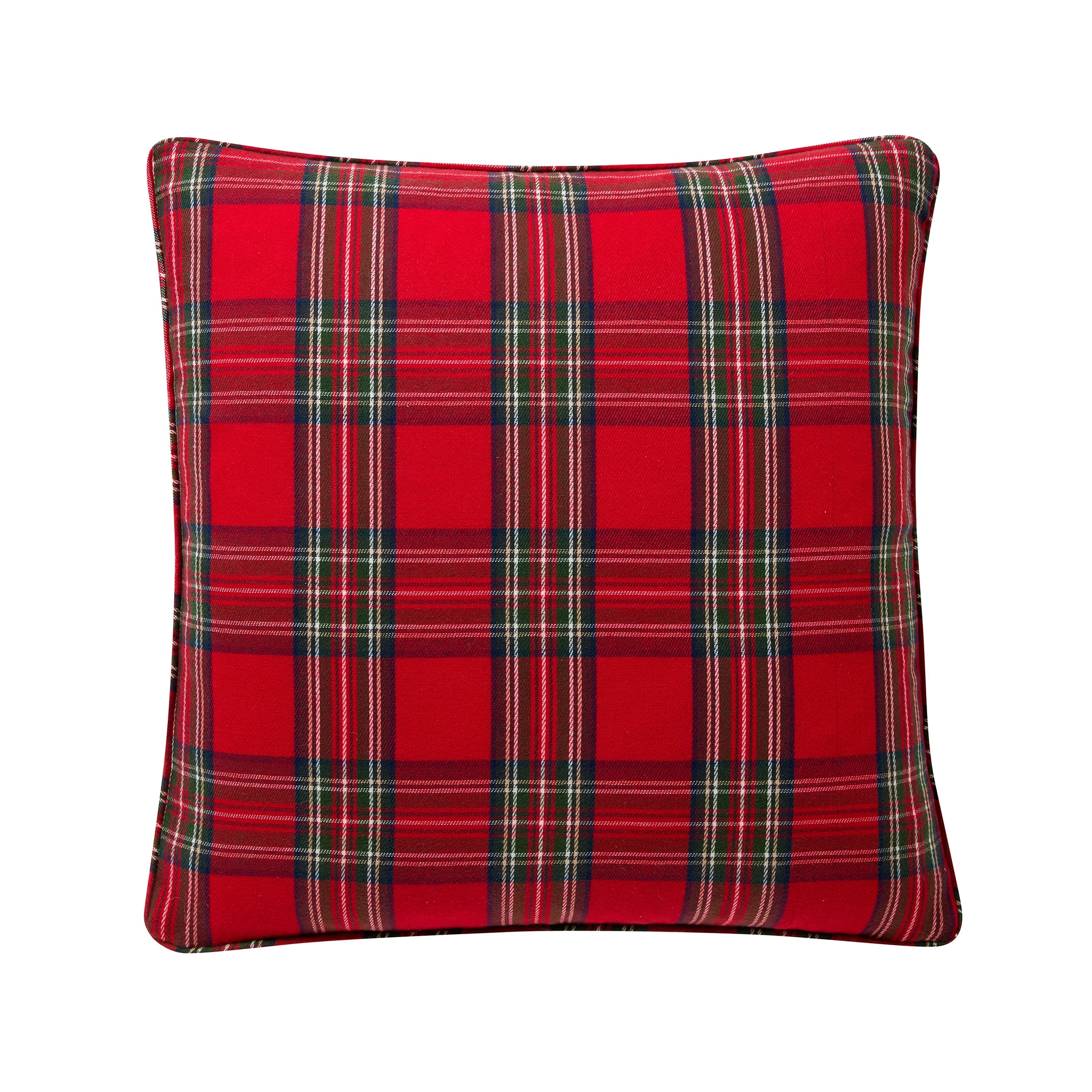 My Texas House 20" x 20" Red Angie Plaid Flannel Decorative Pillow Cover | Walmart (US)