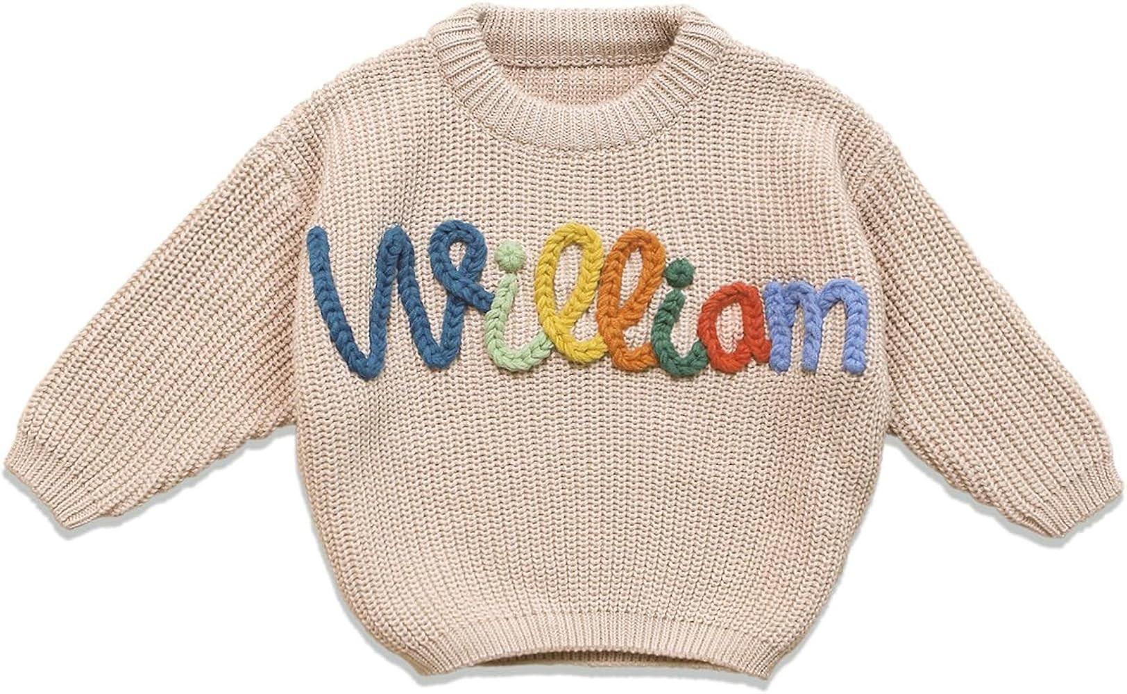 Personalized Baby Sweater with Name,Embroidered Baby Sweater,Knitted Sweater Baby,Newborn Baby Sw... | Amazon (US)