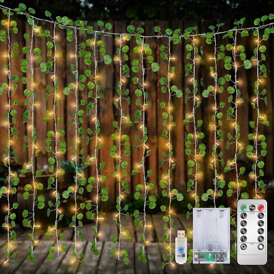 12 Pack Fake Vines Curtain String Light 240 LED 8 Mode & Timer Hanging Ivy Lights Vines for Bedro... | Amazon (US)