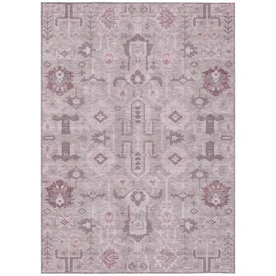 3' X 5' Pink Mauve And Blush Oriental Washable Indoor Outdoor Area Rug | Wayfair North America