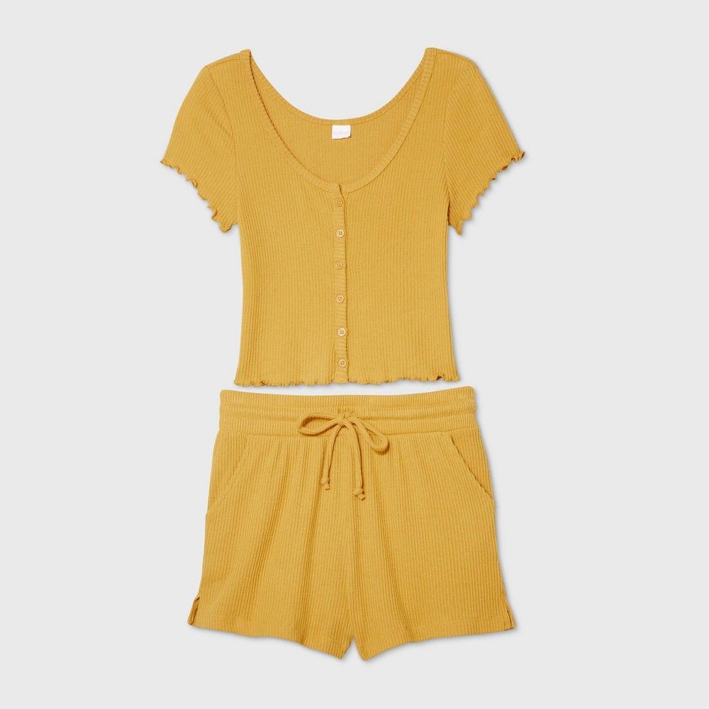 Women's Cozy Rib-Knit Short Sleeve Pajama Set - Colsie™ | Target