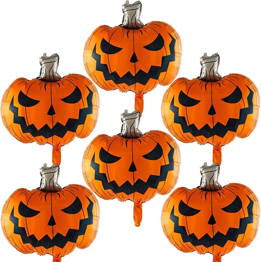 Scary Halloween Pumpkin Balloons 6Pcs - 30 Inch Foil Balloons for Party Decor, Large Metallic Jac... | Amazon (US)