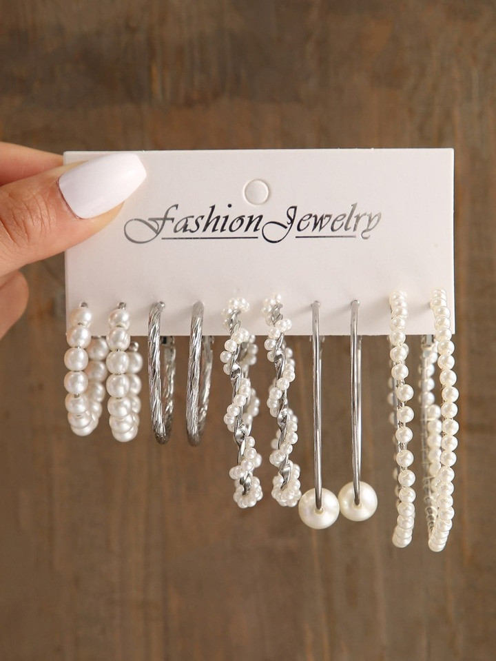 5 paar Imitatieparelversiering Oorringen | SHEIN