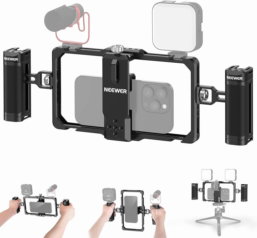 NEEWER Upgraded Phone Rig Vlogging Kit, Video Stabilizer with Dual Handle, Wireless Mic Clip Slot... | Amazon (US)