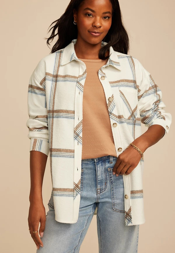Plaid Fleece Shacket | Maurices