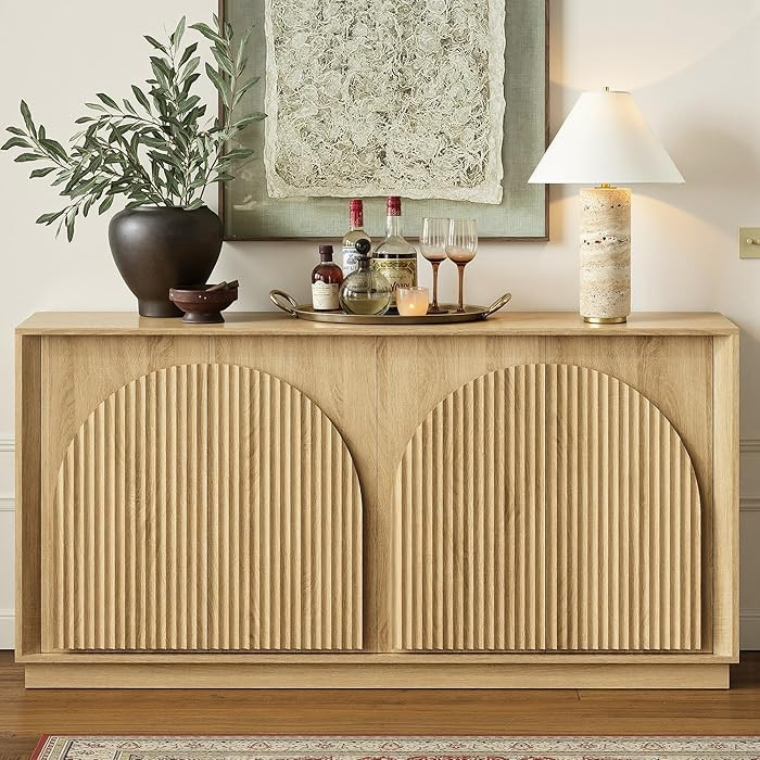 win2win Fluted Sideboard Buffet Cabinet with Storage, 65" Modern Accent Cabinet with Double-Layer... | Amazon (US)