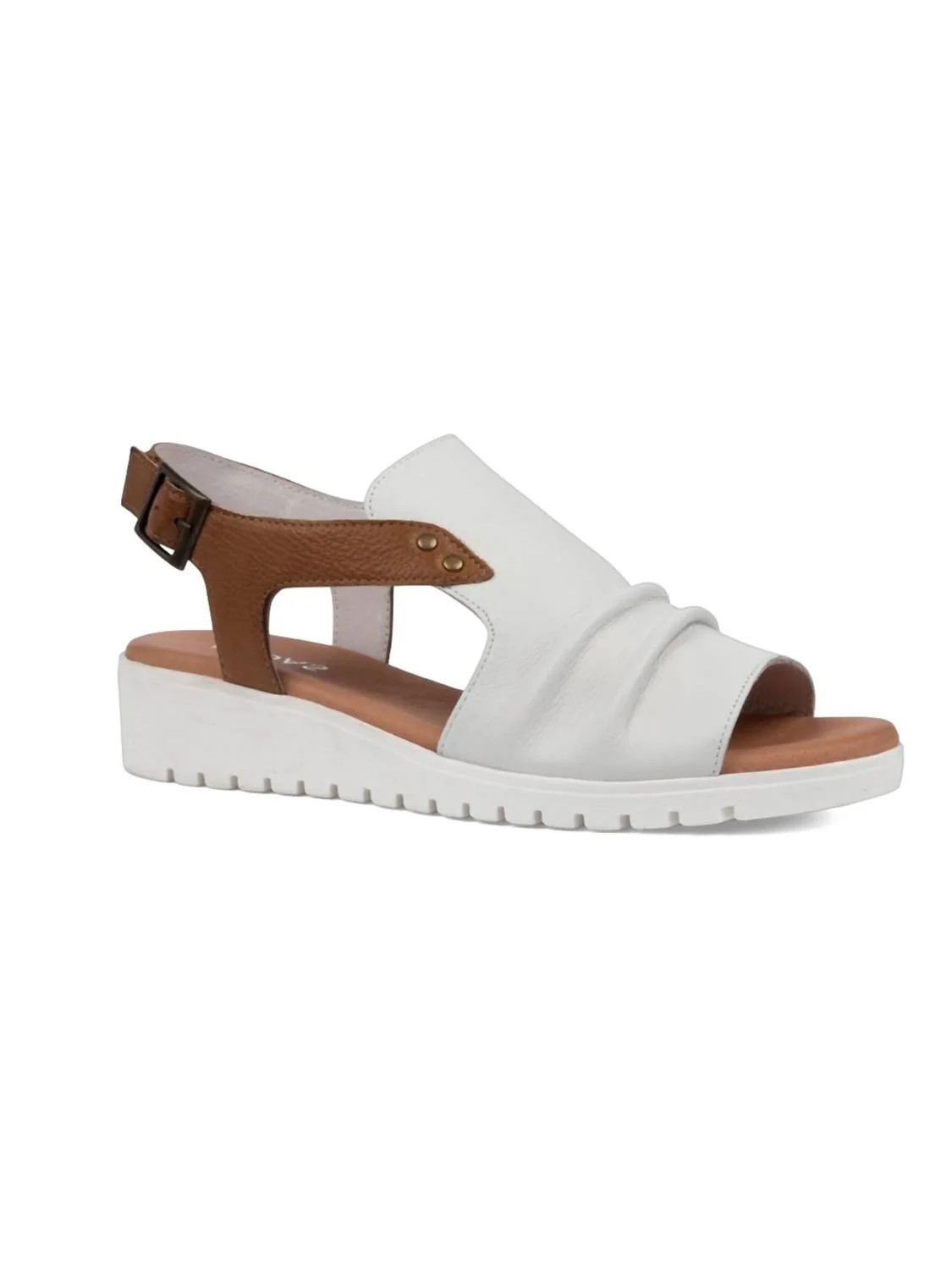 Women's Madis Sandals In White Dark Tan Leather | Shop Simon