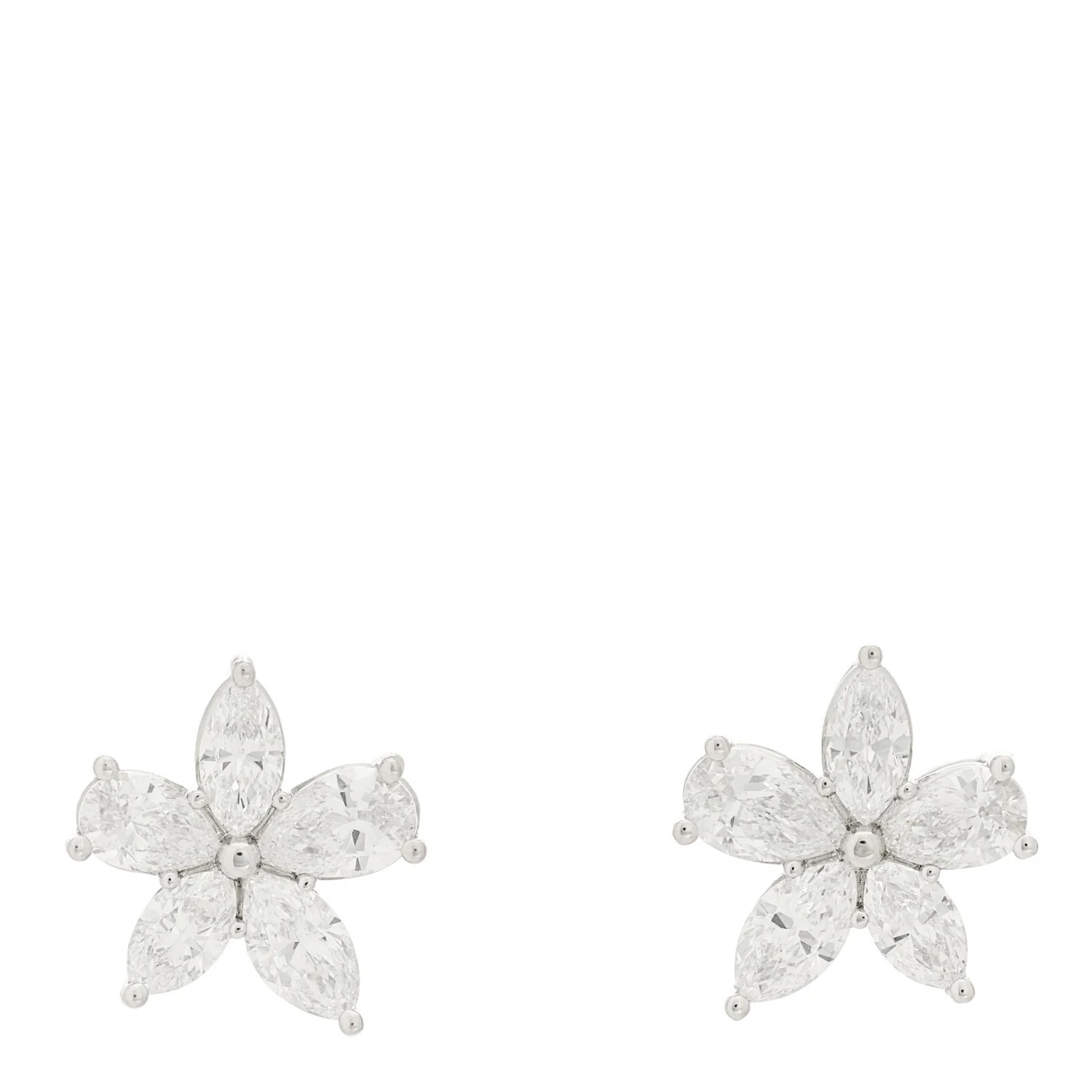 Platinum Diamond Large Victoria Mixed Cluster Earrings | FASHIONPHILE (US)