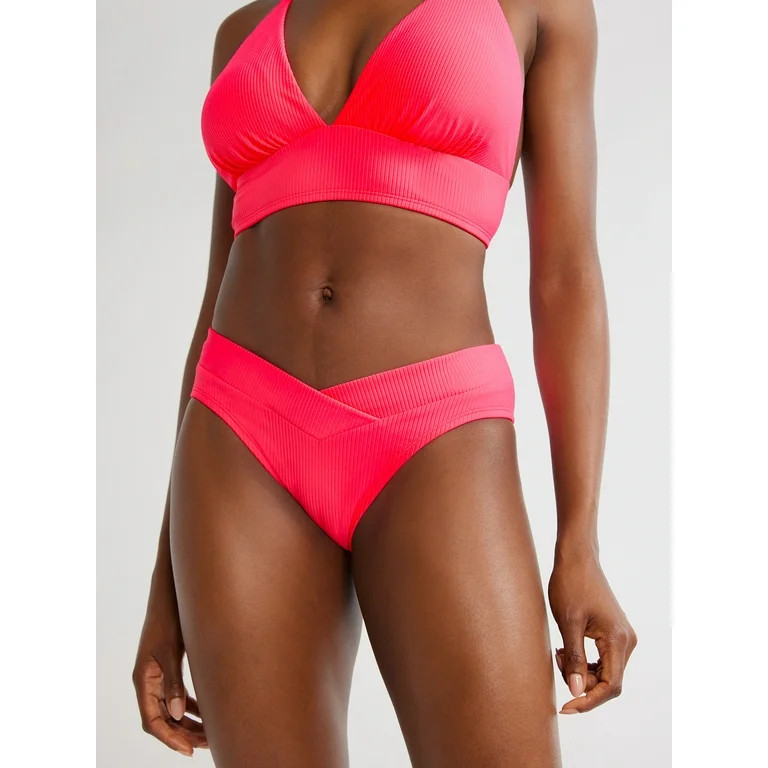 Time and Tru Women’s and Plus Ribbed V-Waist Bikini Swim Bottoms, Sizes XS-3X | Walmart (US)