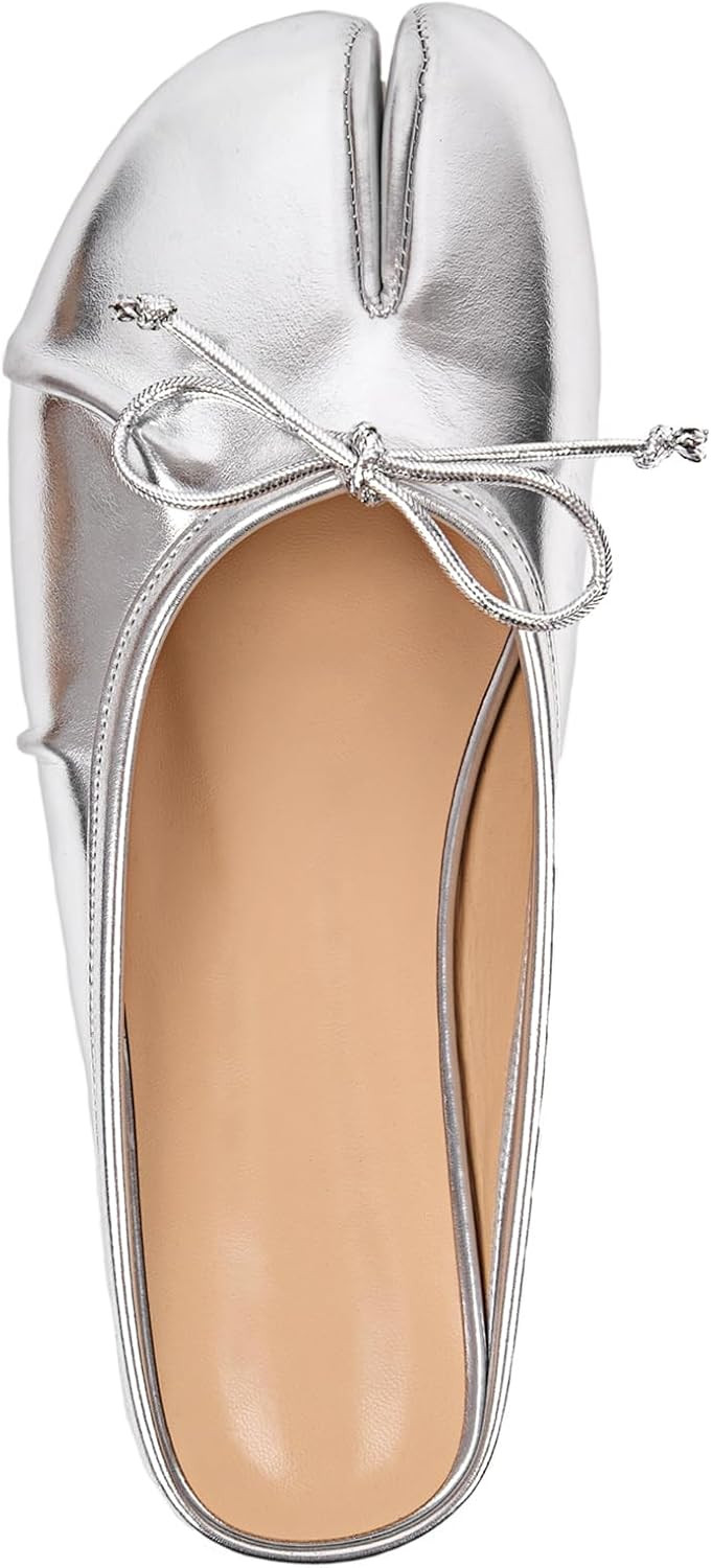 VERISSON Tabi Flats for Women Cute Bowknot Mules Flat Dressy Casual Shoes with Split Toe Design | Amazon (US)