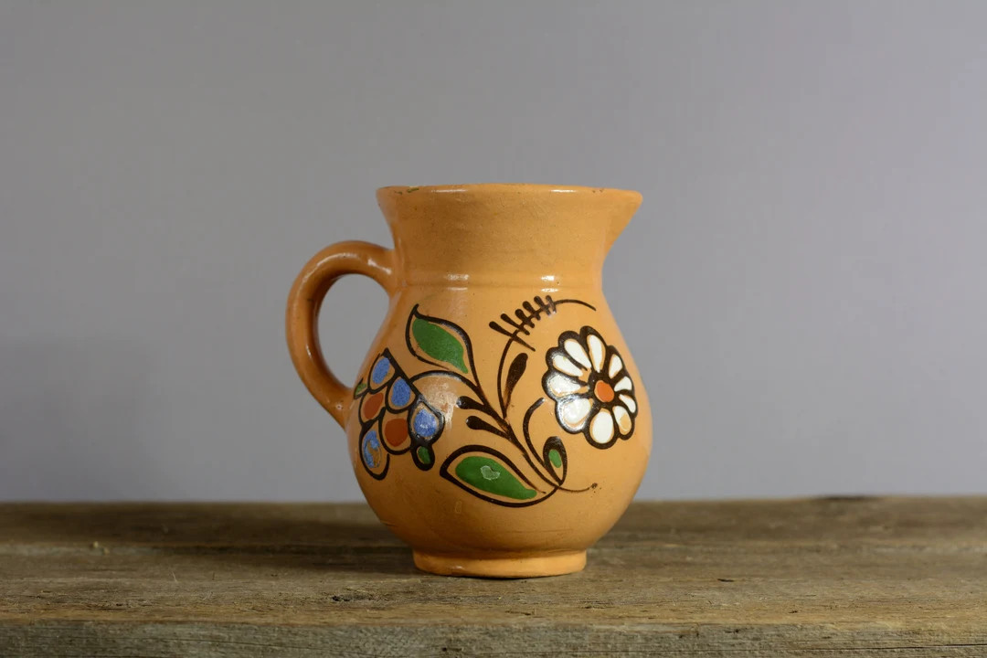 Small Antique Ukrainian Majolica Pitcher | Folk Floral Vase | 163 | Etsy (US)