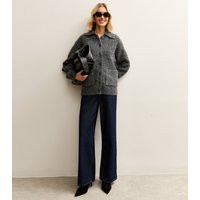 Women's Grey Spread Collar Knitted Patch Pocket Cardigan New Look | New Look (UK)