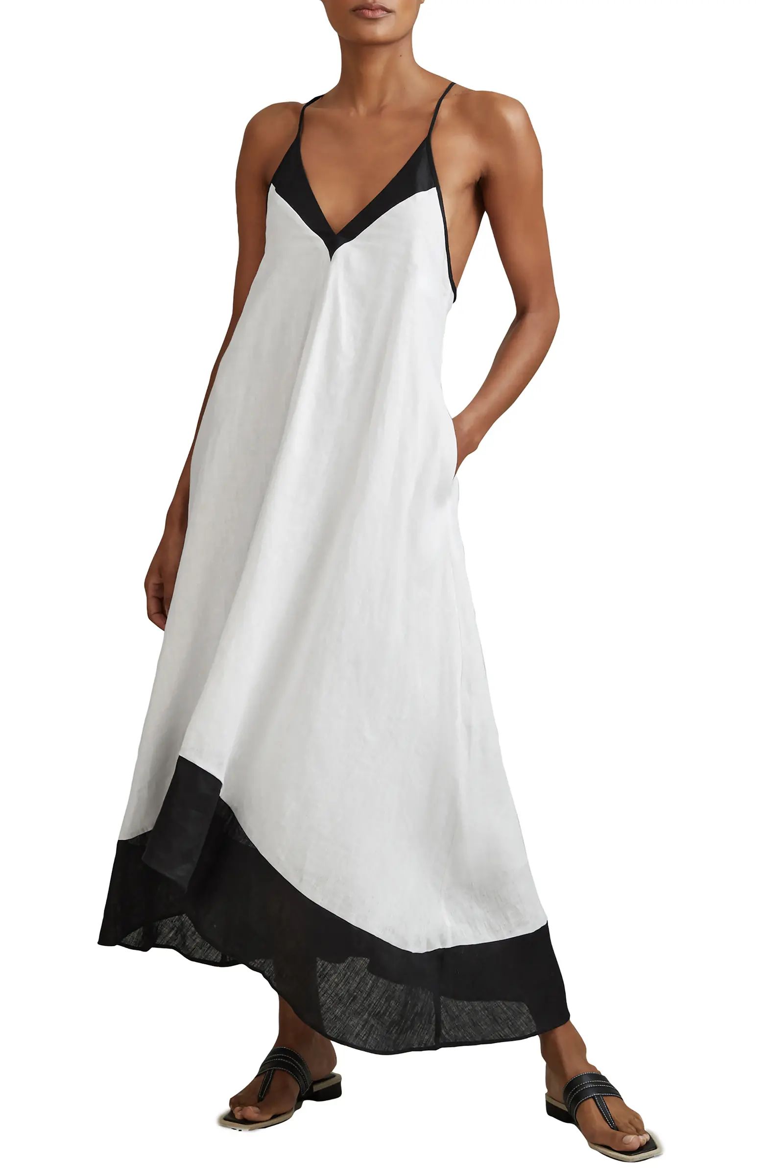 Reiss Stevie Colorblock Linen Cover-Up Dress | Nordstrom | Nordstrom