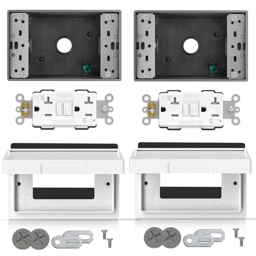 ELEGRP Outdoor GFCI Outlet Kit, with Weatherproof Cover and Box, 1 Gang, 20 Amp TRWR Self-Test GFI Receptacle, Horizontal Outdoor Cover, Extra Duty Metallic Electrical Outlet Box, UL Listed, 2 Pack | Amazon (US)