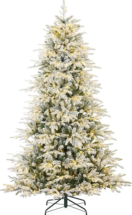 Best Choice Products Full Flocked Aspen Christmas Tree, 9ft Pre-lit Realistic Noble Fir w/ 1,200 ... | Amazon (US)