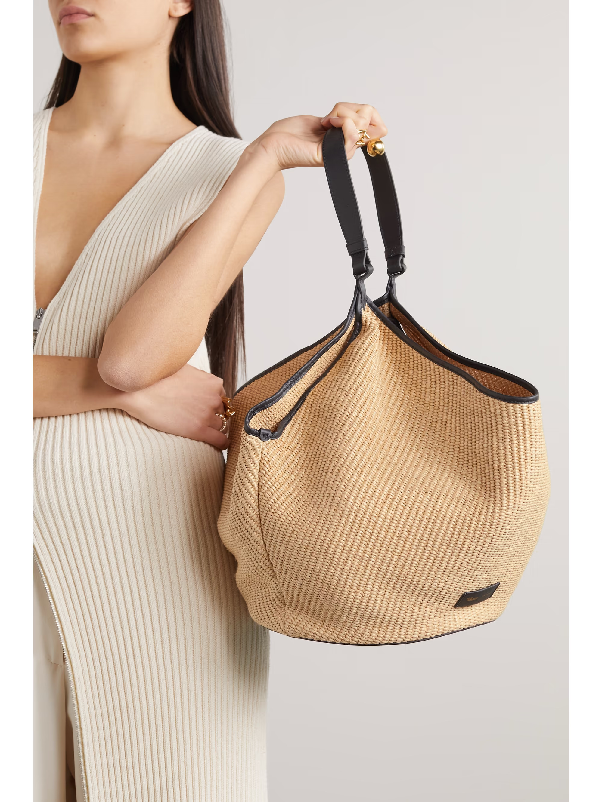 Lotus medium leather-trimmed raffia tote | NET-A-PORTER (US)